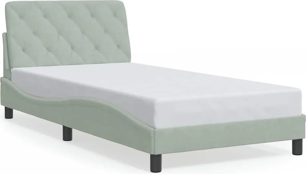 vidaXL Cadru de pat fără saltea, gri deschis, 100x200 cm, catifea