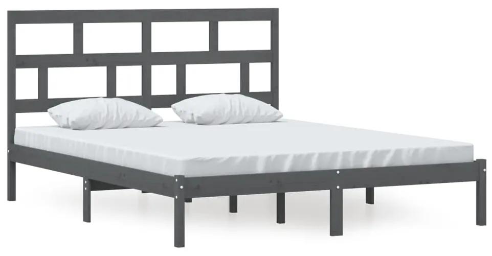 3101230 vidaXL Cadru de pat, gri, 160x200 cm, lemn masiv de pin