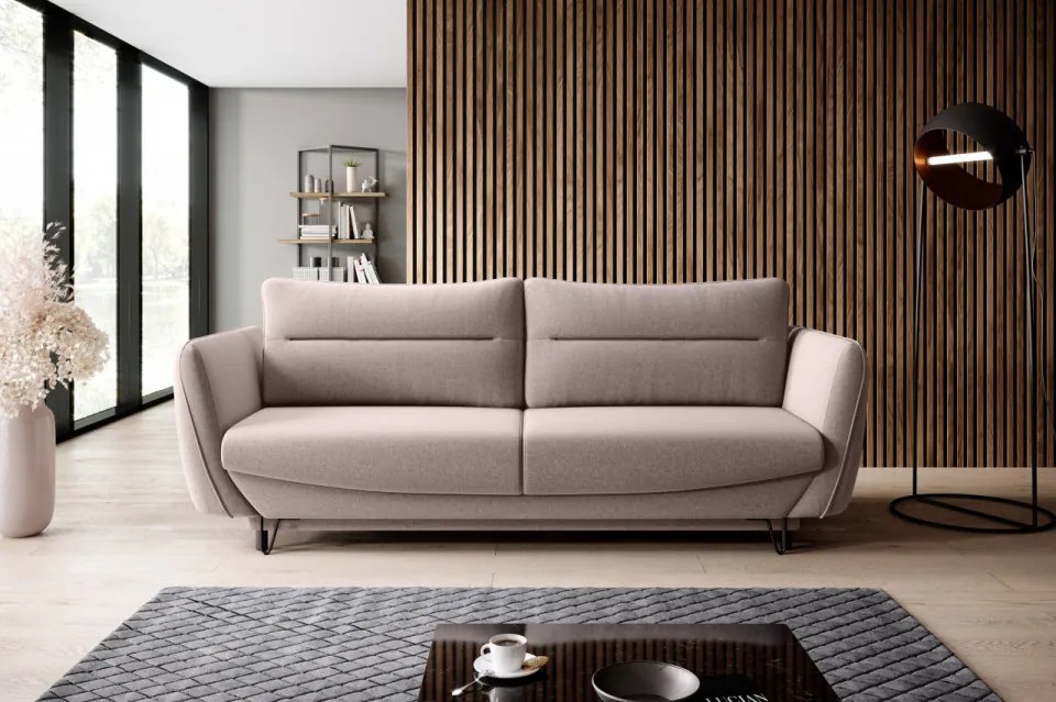 Canapea tapitata, extensibila, cu spatiu pentru depozitare, 236x90x95 cm, Silva 01, Eltap (Culoare: Negru pepit / Marte 10)
