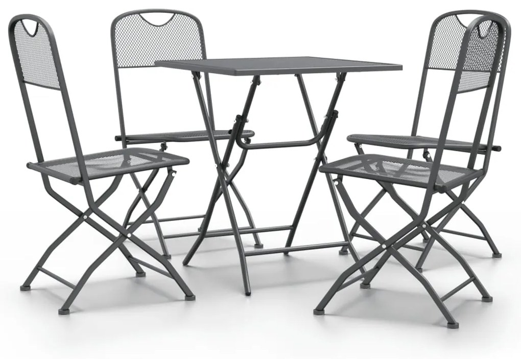 Set mobilier gradina 5 piese antracit plasa metalica expandata Lungime masa 60 cm, 5