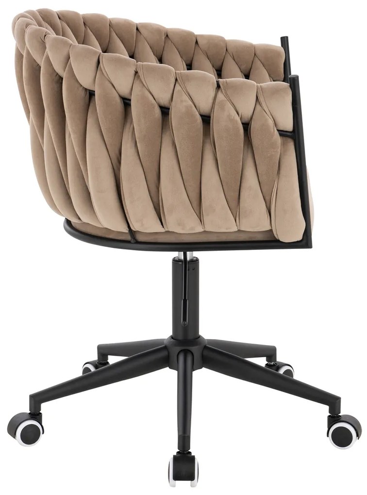 HR750K Scaun Latte din Catifea cu Bază Neagră