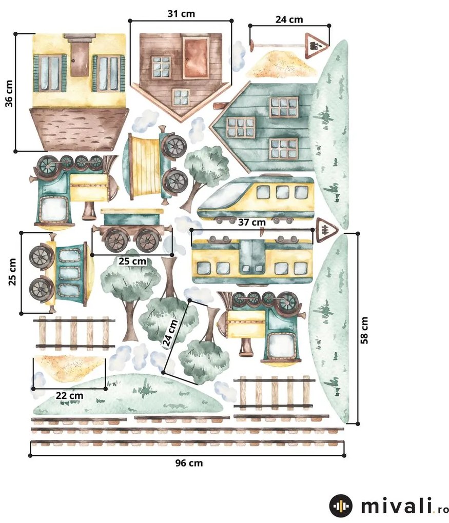 Autocolante de perete - trenulețe