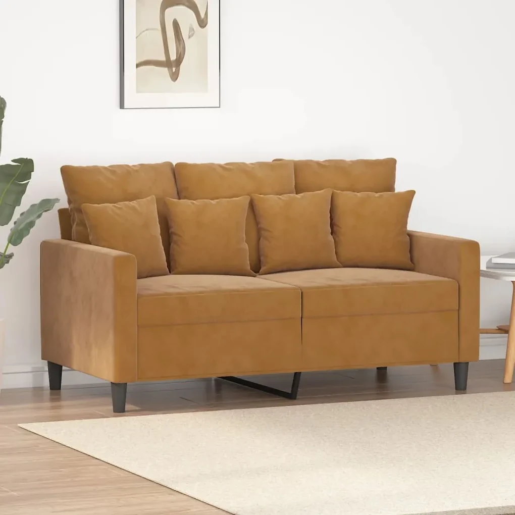 348872 vidaXL Canapea cu 2 locuri, maro, 120 cm, catifea