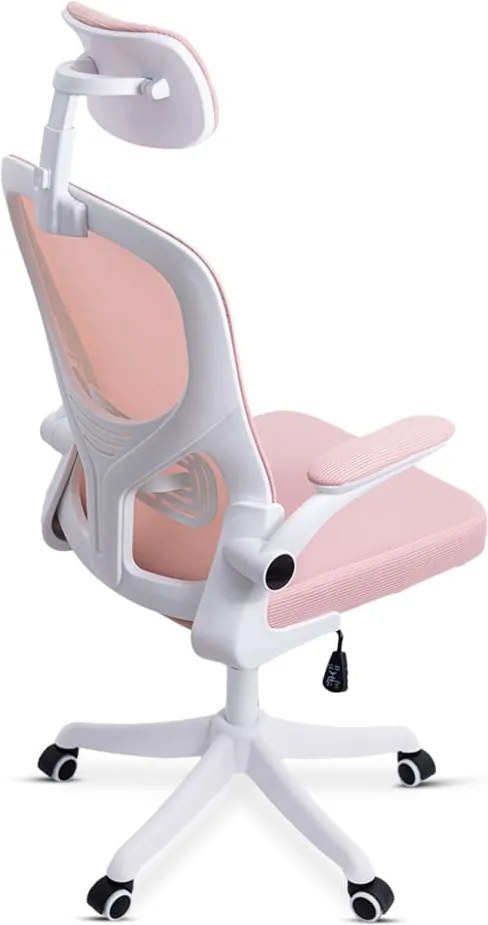 Scaun ergonomic OFF 336 roz, spătar înalt și brațe rabatabile