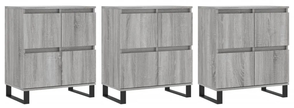 vidaXL Servantă, 3 buc., sonoma gri, lemn prelucrat