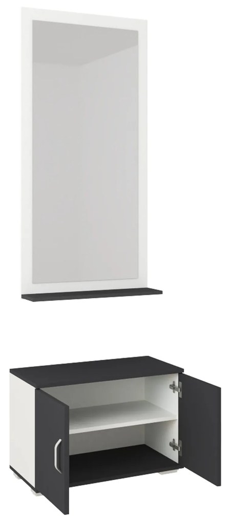 Pantofar cu Oglinda Como, Antracit/Alb, L 66 cm