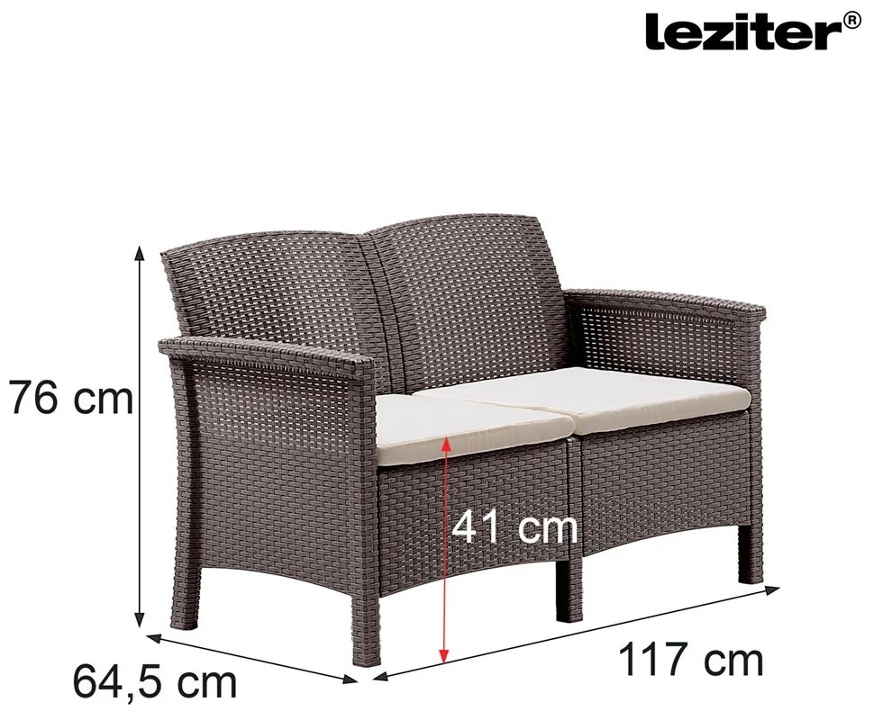 Canapea de grădină Venus cu 2 locuri, culoare cappuccino