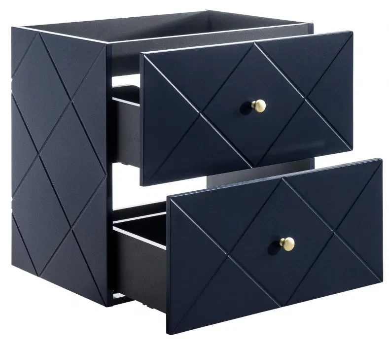 Set Mobilier Baie Suspendat Bleumarin Elegant Blue II 60 Cm Mdf Cu Maner Aurii, Lavoar Aplicat