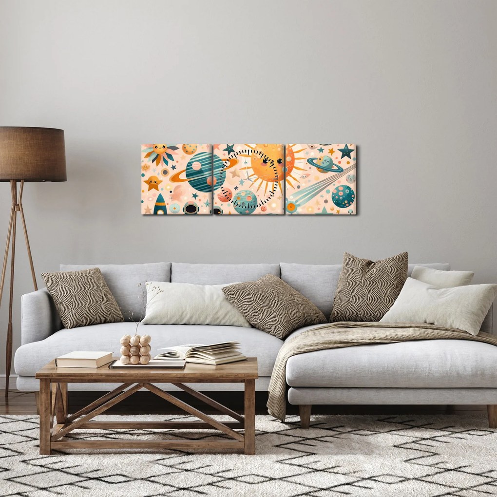 Tablou - Fragmente din spațiu (cu ceas) (90x30 cm)