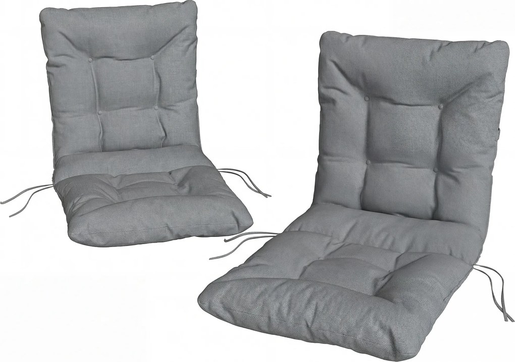 Outsunny Pernă de exterior cu spătar și chingi, saltea hidrofugă pentru interior și exterior, Gri deschis | Aosom Romania