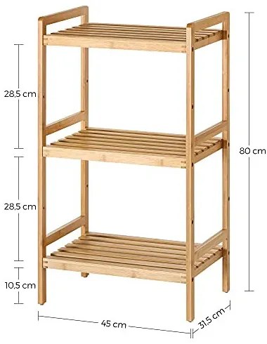 Etajera polivalenta cu 3 rafturi, bambus, natural, Songmics