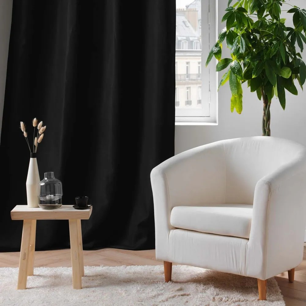 Draperie neagră termoizolantă din microfibră 135x260 cm Micropolar – douceur d'intérieur