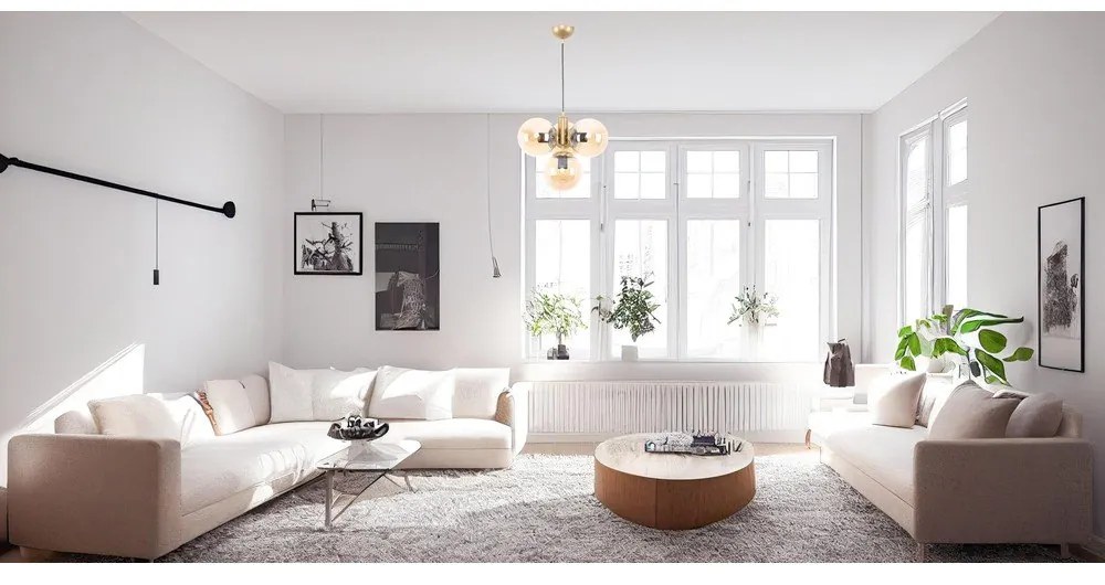 Lustră galben-auriu cu abajur din sticlă ø 15 cm Hector – Squid Lighting