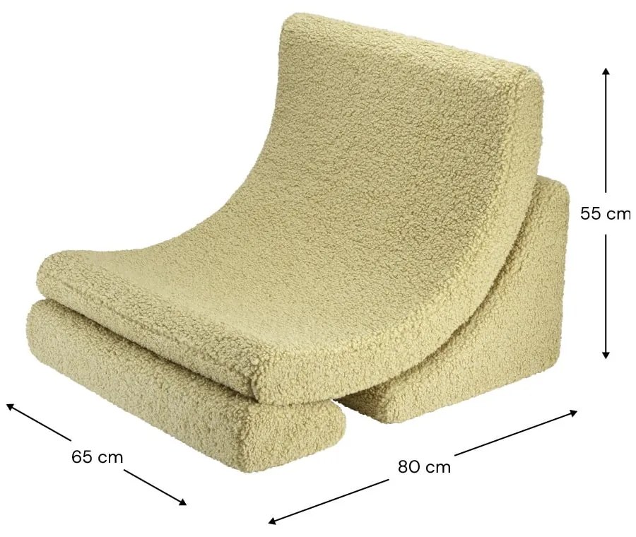 Fotoliu de copii verde cu tapițerie din țesătură bouclé Moon – Wigiwama