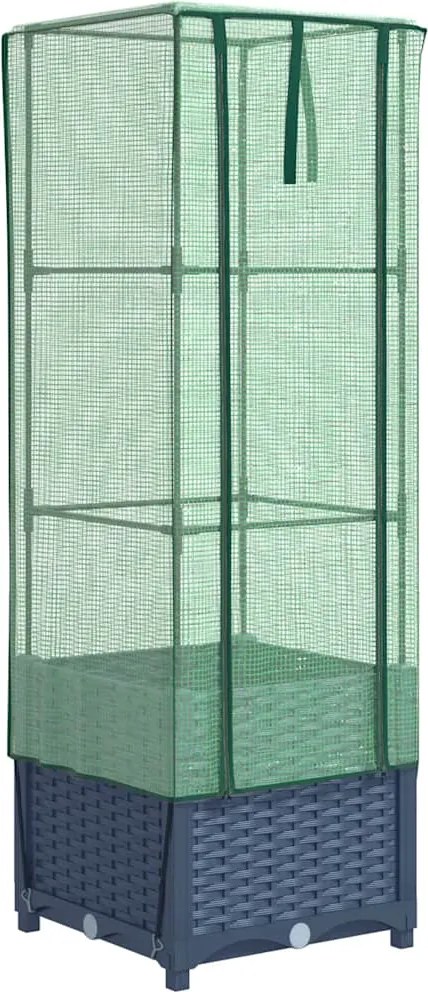 vidaXL Strat înălțat cu husă de seră, aspect ratan, 40x40x139 cm