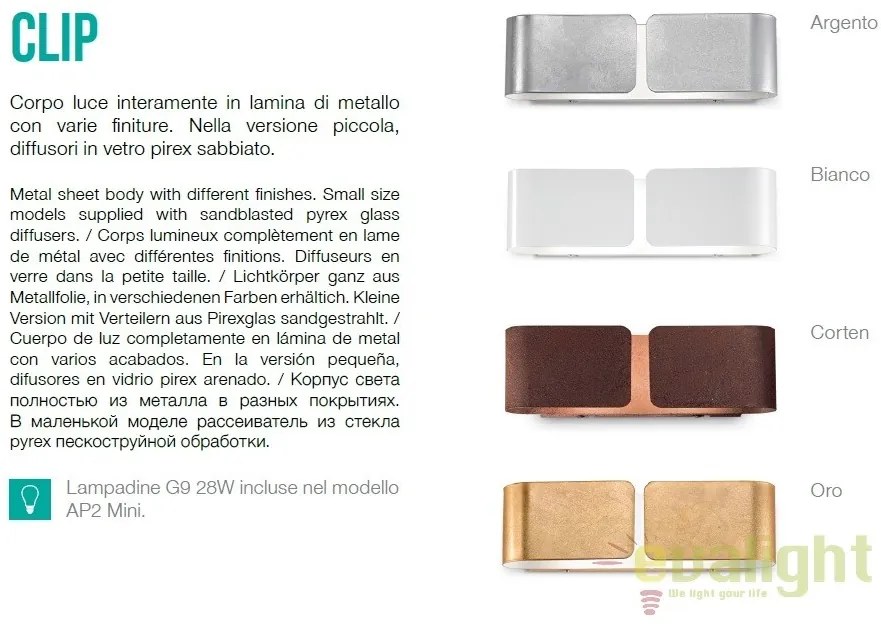 Aplica perete moderna CLIP AP2 SMALL CORTEN 187365
