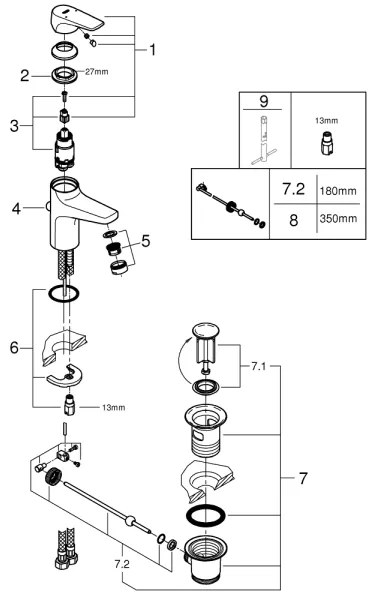GROHE 23809000 - Baterie pentru lavoar START FLOW DN 15, crom lucios