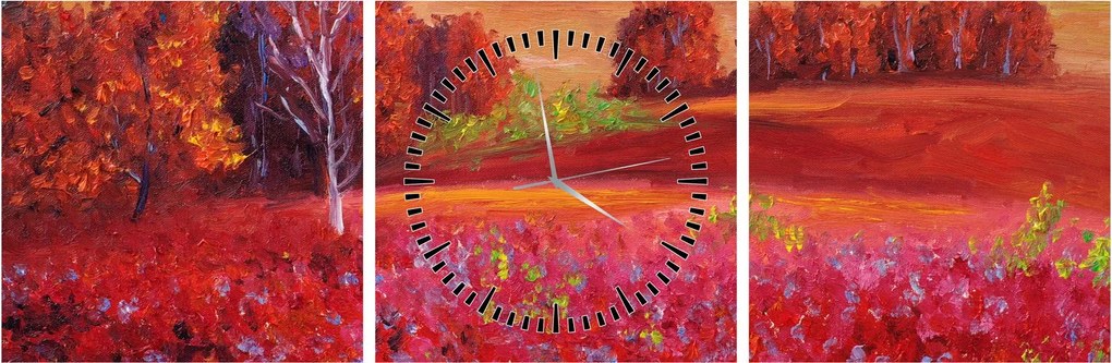 Tablou - Peisaj roșu (cu ceas) (90x30 cm)