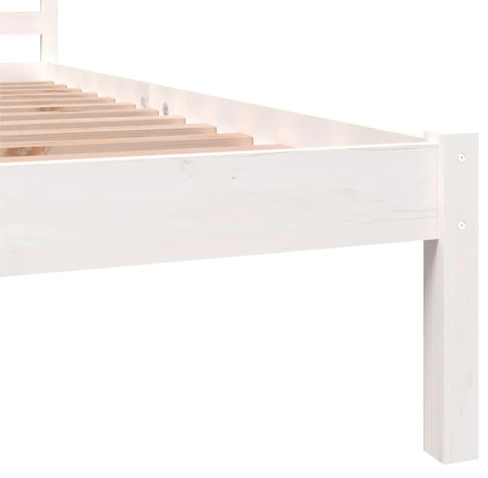 Cadru de pat mic Single 2FT6, alb, 75x190 cm, lemn masiv de pin Alb, 75 x 190 cm