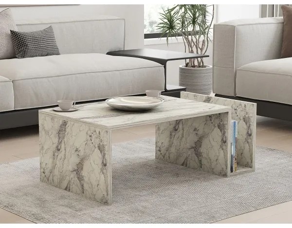 Masă de cafea MONEL, finisaj marmură, gri