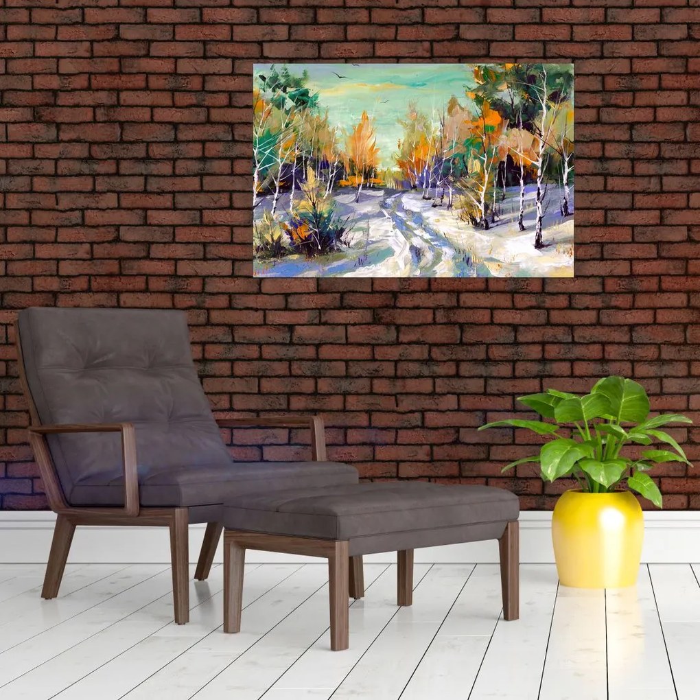 Tablou - Drum înzăpezit prin pădure (90x60 cm)