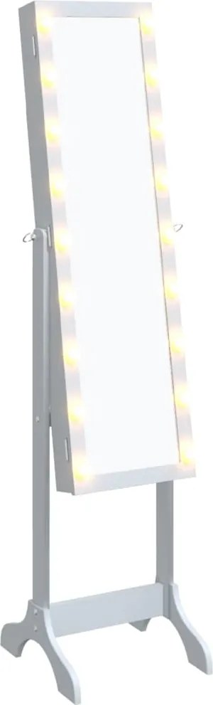 vidaXL Oglindă de sine stătătoare cu LED, alb, 34x37x146 cm