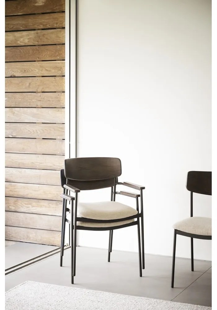 Scaune de dining crem/maro închis 2 buc. Maymont – Rowico