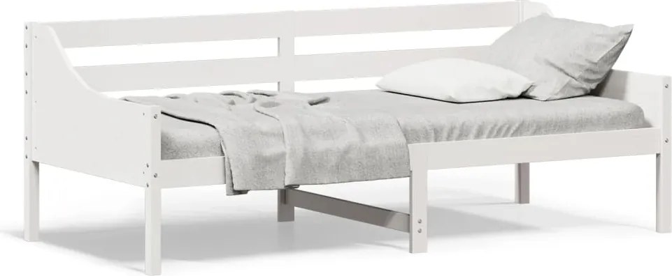 vidaXL Pat de zi fără saltea, alb, 80x200 cm, lemn masiv pin