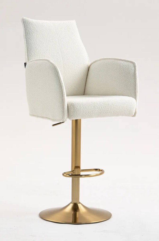 HR280W Scaun Crem Boucle cu Bază Aurie