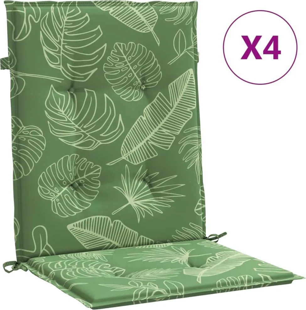 vidaXL Perne de scaun spătar jos, 4 buc., model frunze, textil