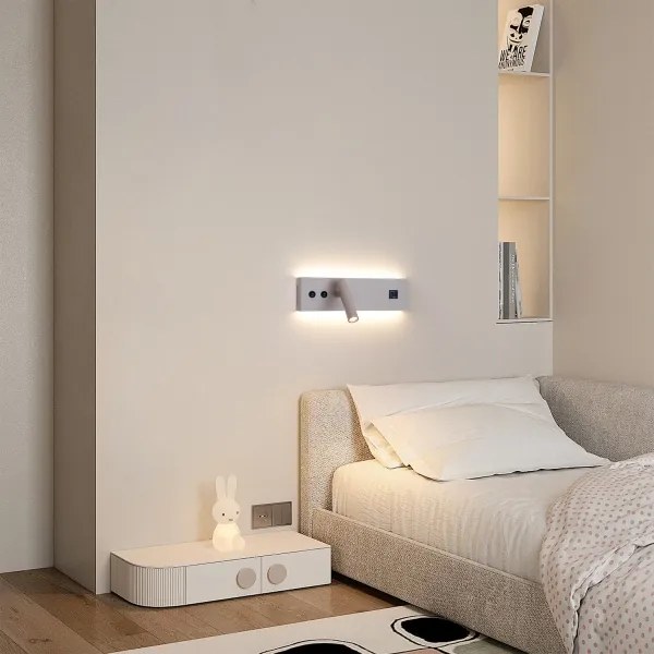 Brilagi-LED Aplică spot de perete cu port USB NOCTIS LED/3W/230V+LED/9W bej