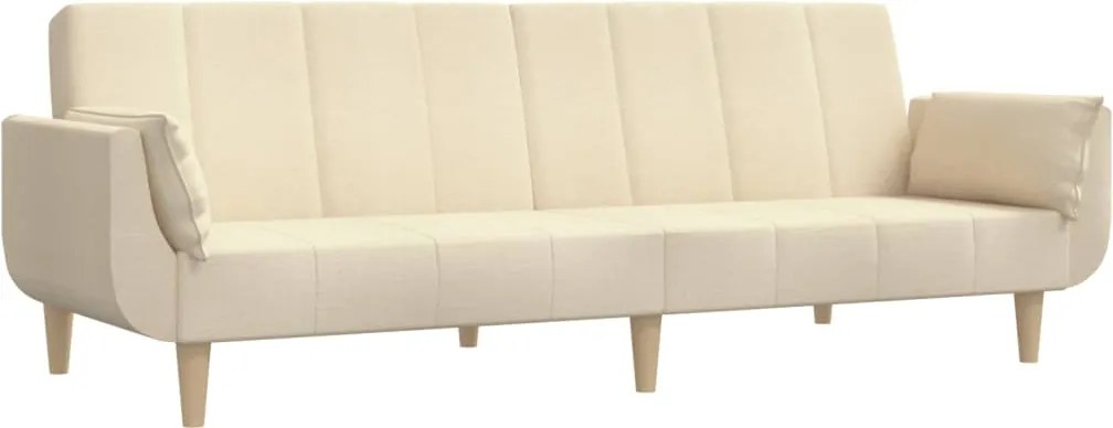 vidaXL Canapea extensibilă cu 2 locuri, 2 perne, crem, textil