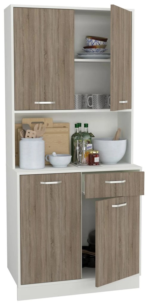 Bufet Oma, Stejar Sonoma Inchis/Alb, L 84 cm