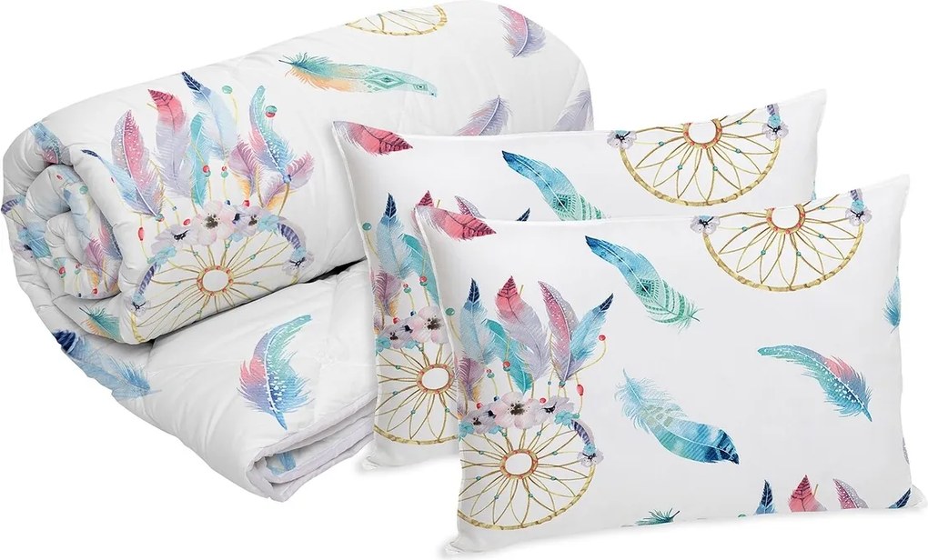 Set Alcam 2 perne microfibra 50x70 cm si pilota matlasata 180x200 cm, Dream Catcher