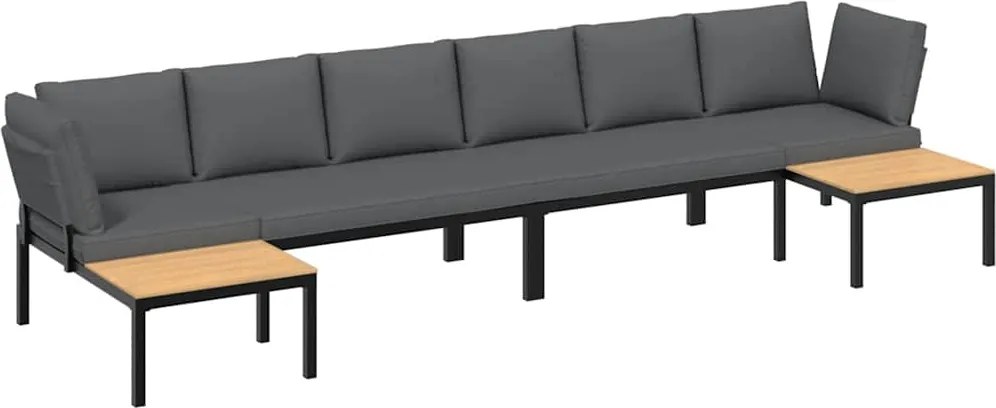 vidaXL Set mobilier de grădină cu perne, 4 piese, negru, aluminiu