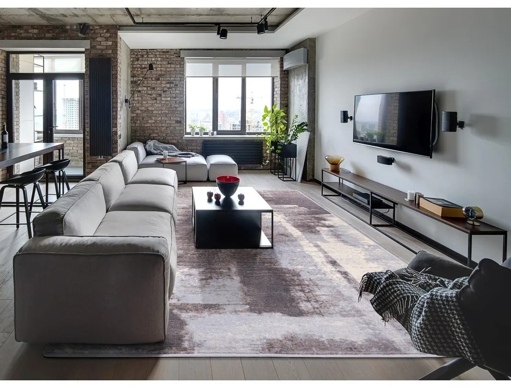 Covor gri din lână 160x240 cm Mist – Agnella