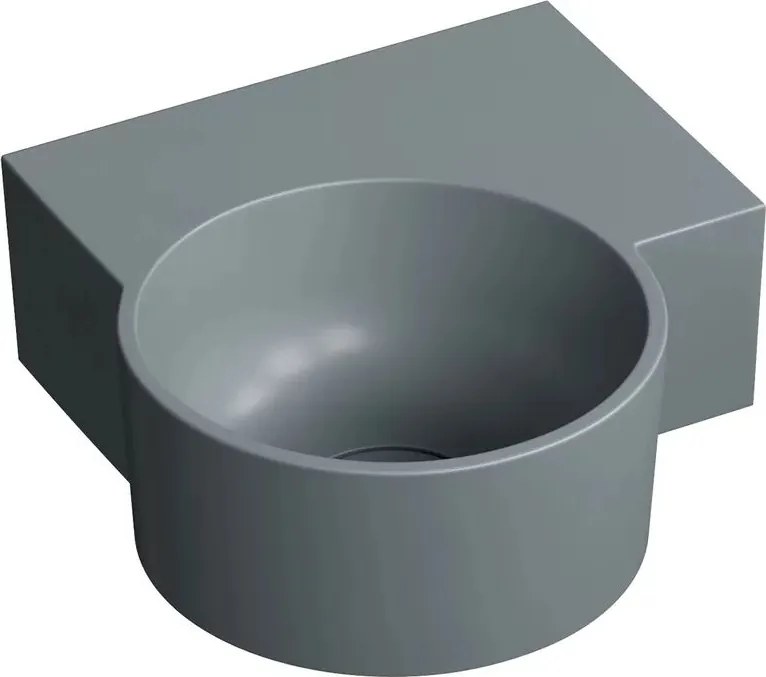 Lavoar suspendat Omnires Ovo M+ finisaj gri cenusa mat 33.5 cm dreapta
