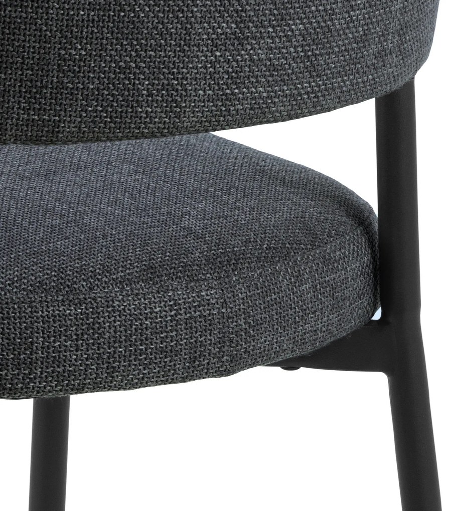 MAZZONI EXPORT IRIS Antracit [Gri închis] (material Basel 19) - SCAUN MODERN TAPIȚAT PENTRU SALON/SUFRAGERIE LOFT