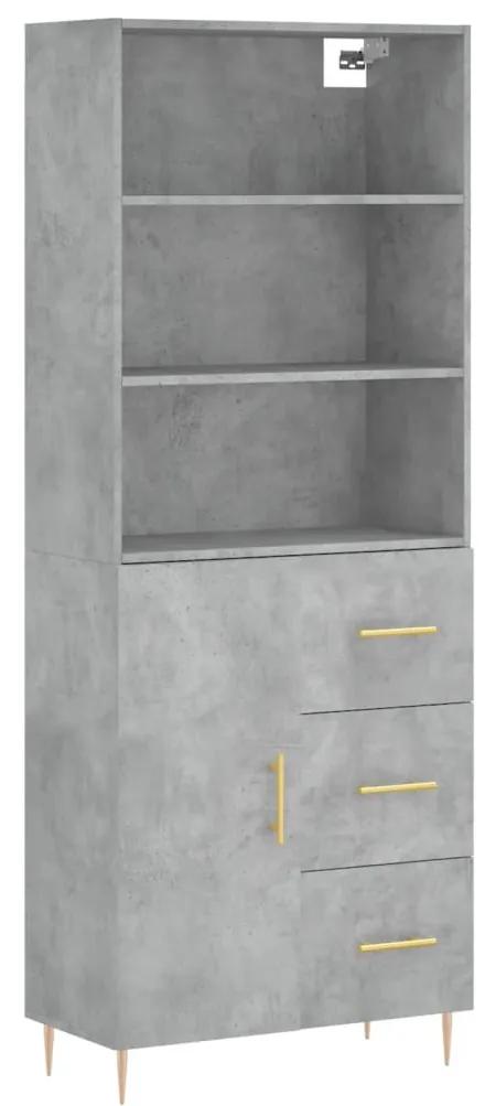 3189433 vidaXL Dulap înalt, gri beton, 69,5x34x180, lemn compozit