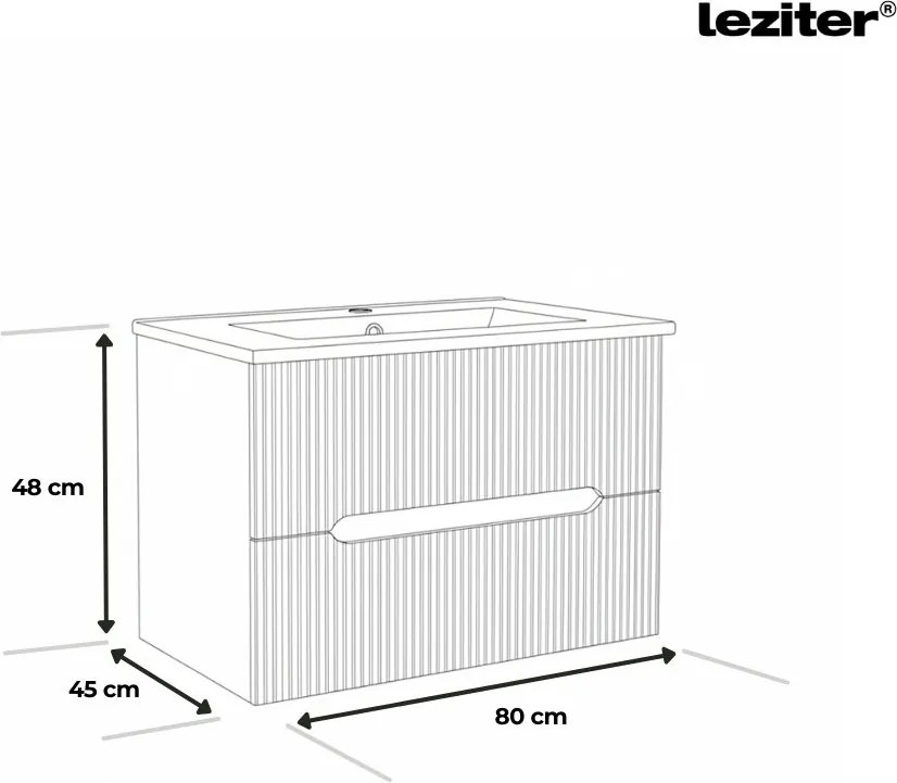 Trent 80 mobilier de baie inferior cu chiuvetă ceramică (2 sertare) verde fistic-verde măsline