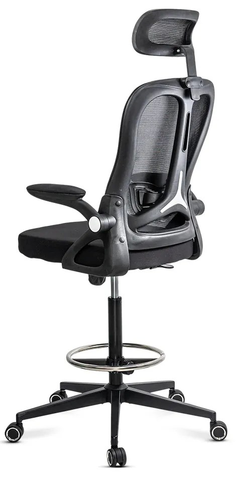 Scaun operativ ergonomic negru din mesh cu suport picioare reglabil și tetieră ajustabilă OFF 650