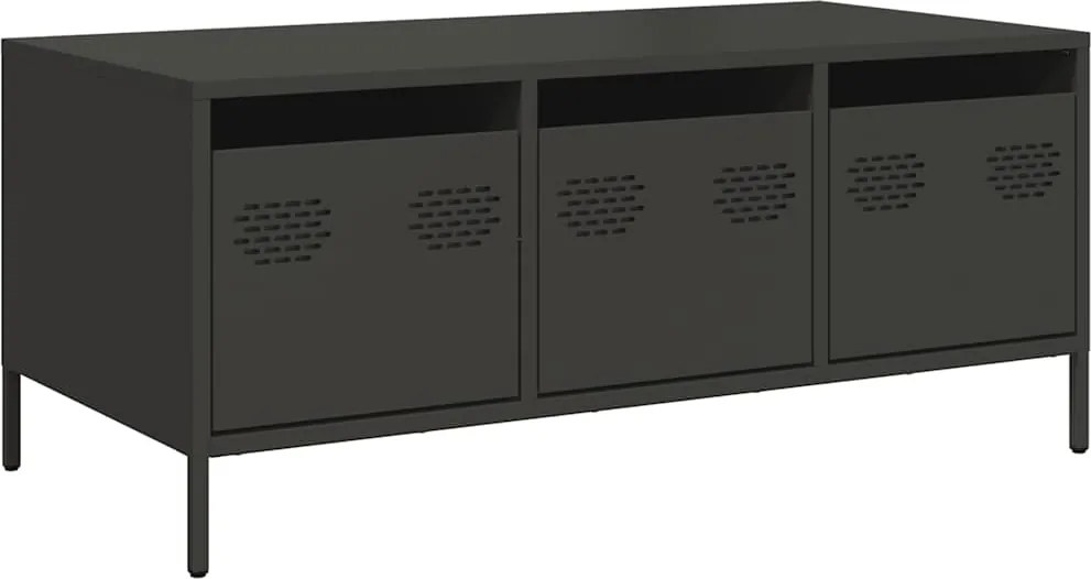 vidaXL Măsuță de cafea, negru, 101,5x50x43,5 cm, oțel laminat la rece