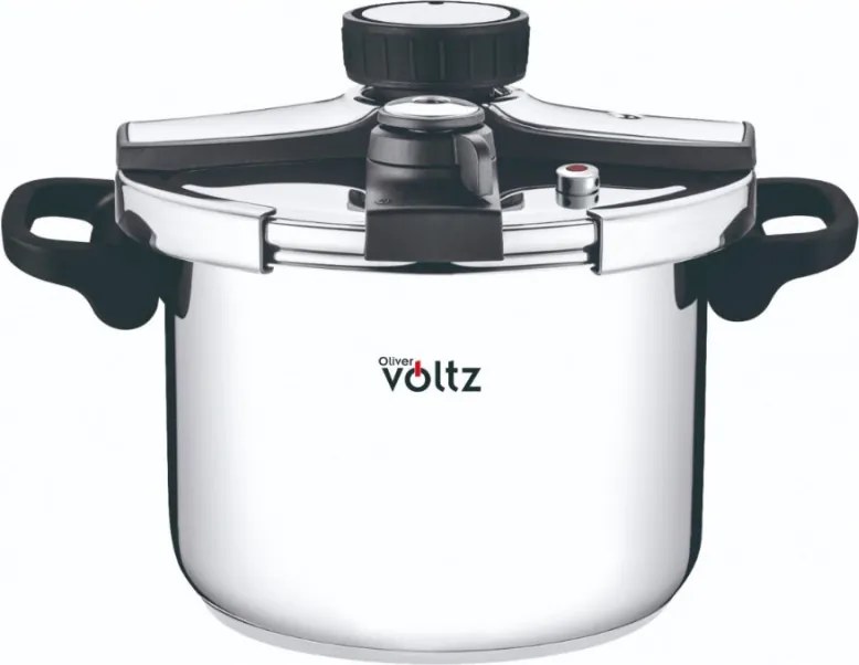 Oală sub presiune Oliver Voltz OV51311C7, 7 l, 100 kPa, două capace, mânere rabatabile, compatibilă cu plitele cu inducție, oțel inoxidabil