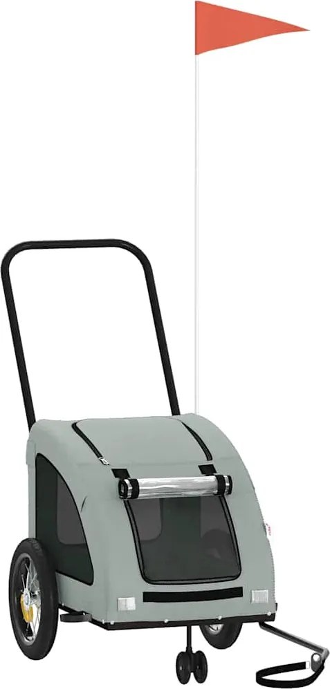 vidaXL Remorcă de bicicletă animale companie, gri, textil oxford/fier