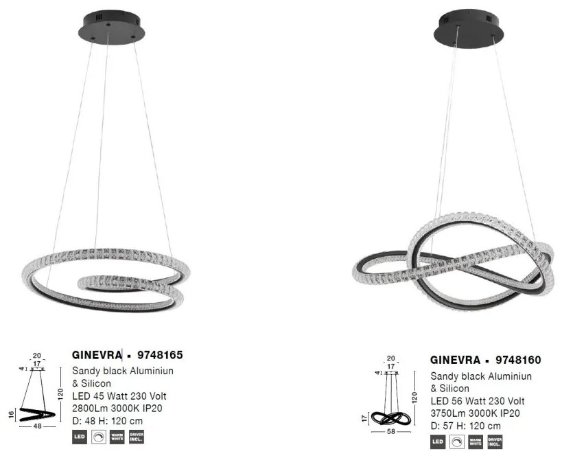 Lustra LED suspendata moderna design elegant GINEVRA 56W