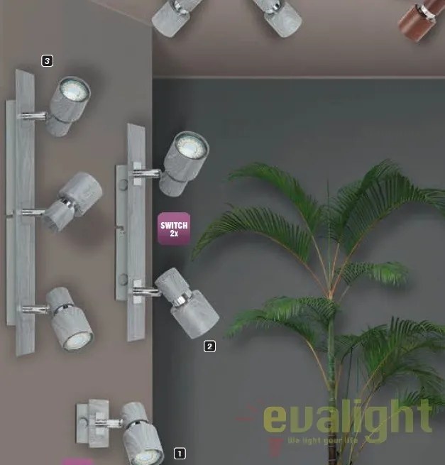 Lustra aplicata design modern 4 spoturi Merkur gri 6128 RX