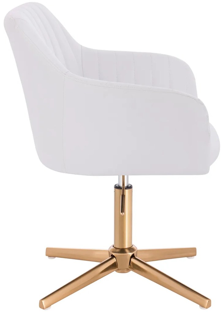HC190CROSS Scaun Alb din Piele Ecologica cu Bază Aurie