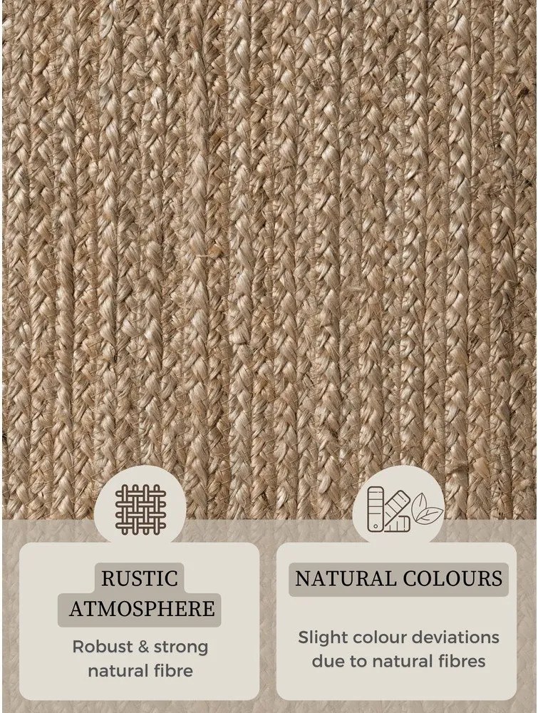 Covor în culoare naturală închisă reversibil/țesut manual din iută 160x230 cm Braided – Hanse Home