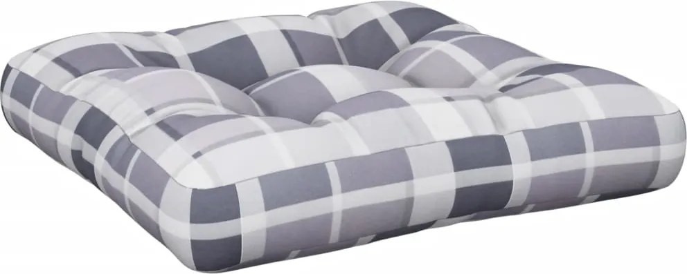 vidaXL Pernă pentru paleți, carouri gri, 58x58x10 cm, textil