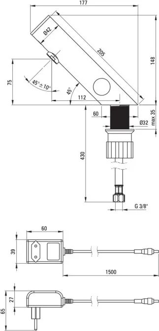SENSE – BQR_P29V Baterie Chiuvetă Fără Contact cu Reglare a Temperaturii (230/6V) 🚰⚡